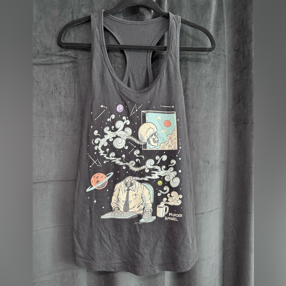 Black Skeleton Space Tank Top